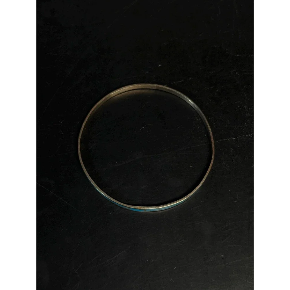 Vintage Alpaca Silver Turquoise Inlay Bangle Bracelet Mexico